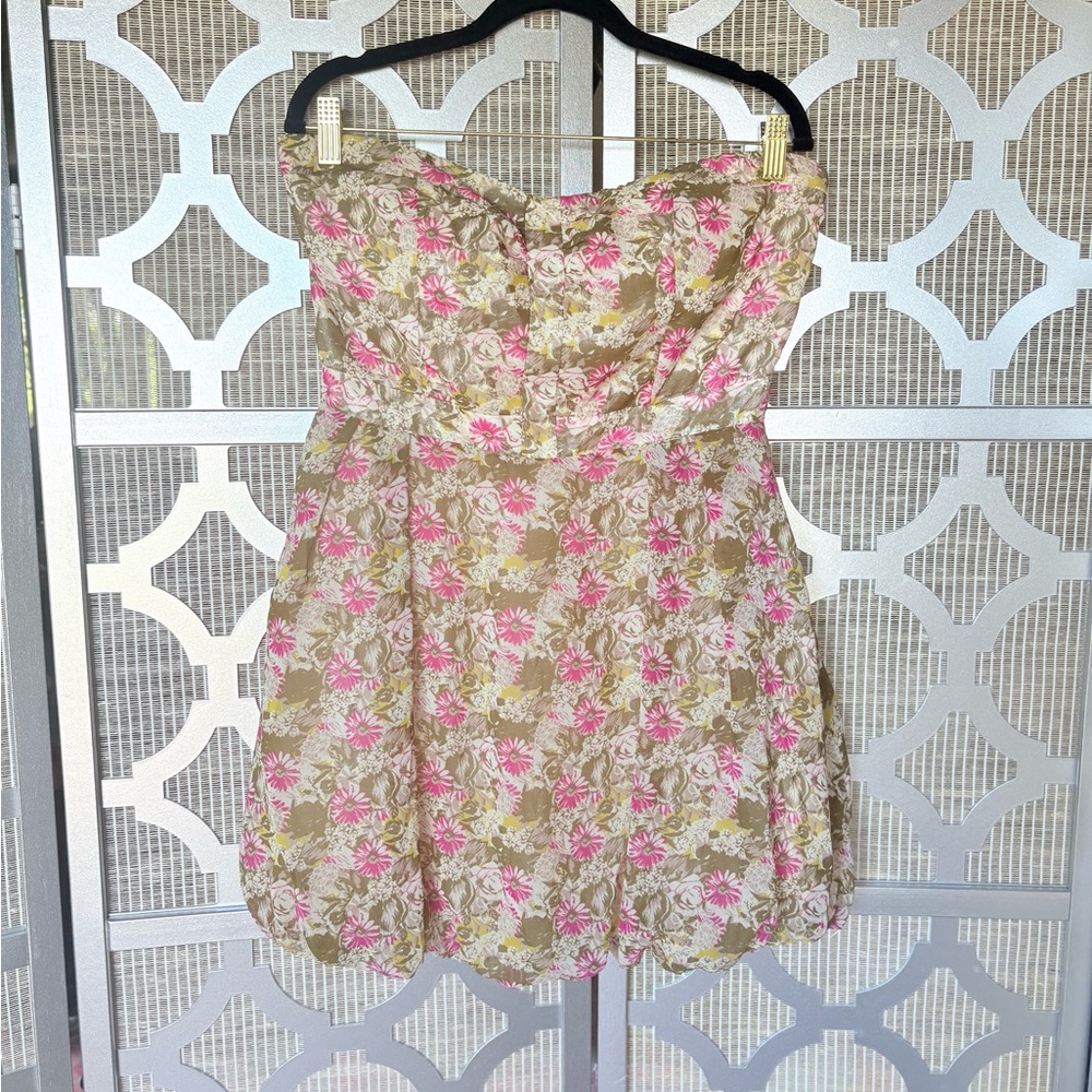 Forever 21 Pink Green Strapless Sundress